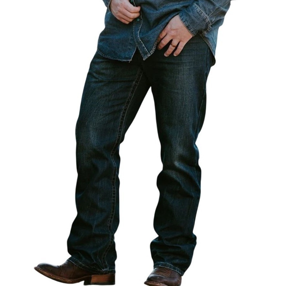 Stetson 1312 Modern Straight Leg Jeans Men 38x34 Dark‎ Boot Cut Pieced Pocket